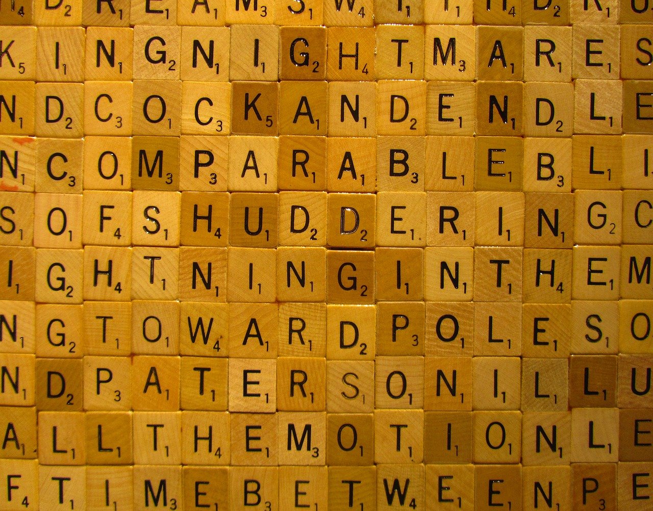 scrabble tiles, words, letters