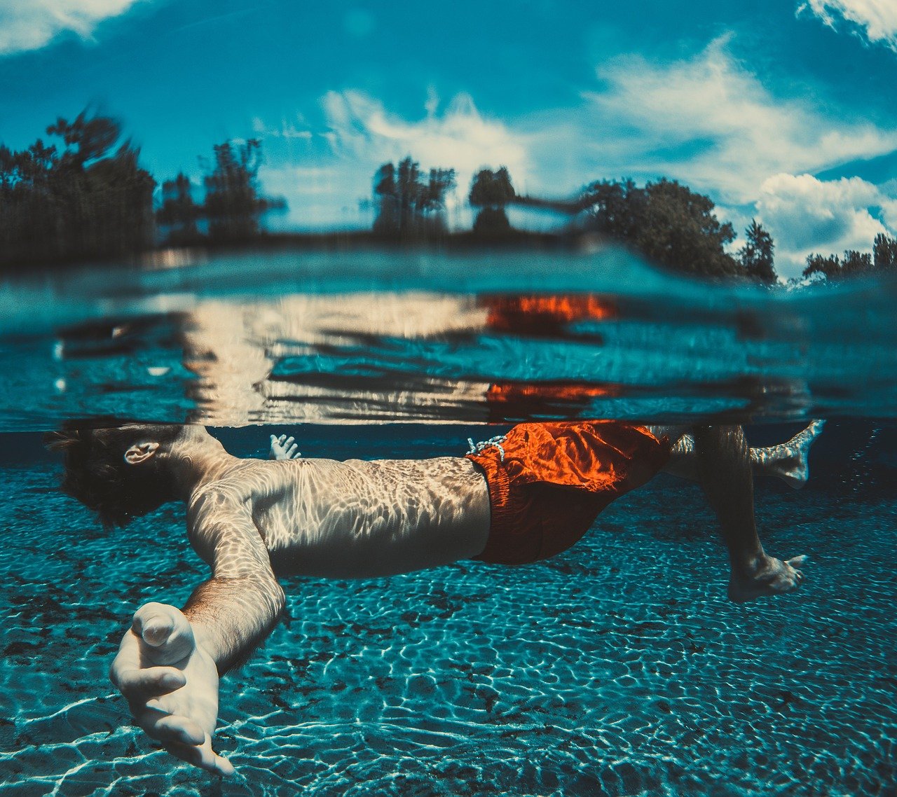 floating, fun, man